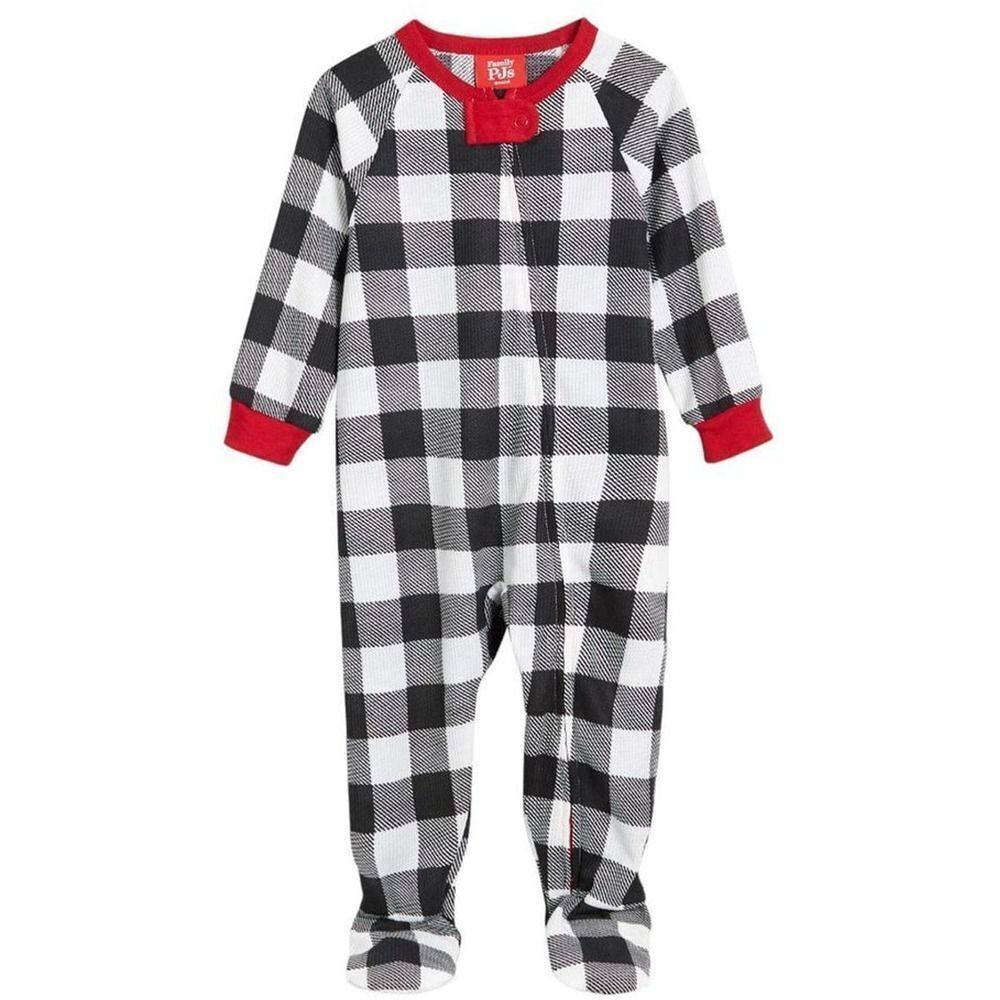 Family Pajamas Baby Lightweight Thermal Waffle Buffalo  Footie One Piece 18M